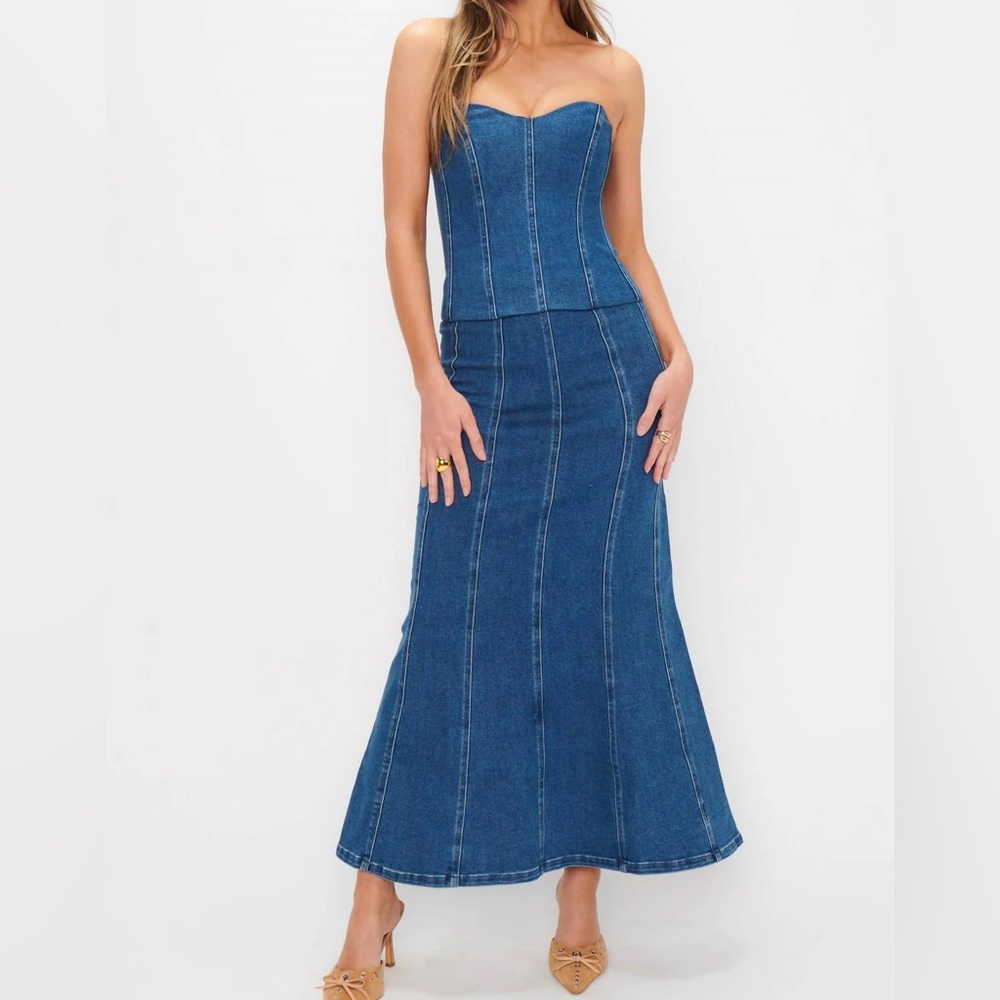 Show Me Your MuMu Blue Denim Maxi Skirt